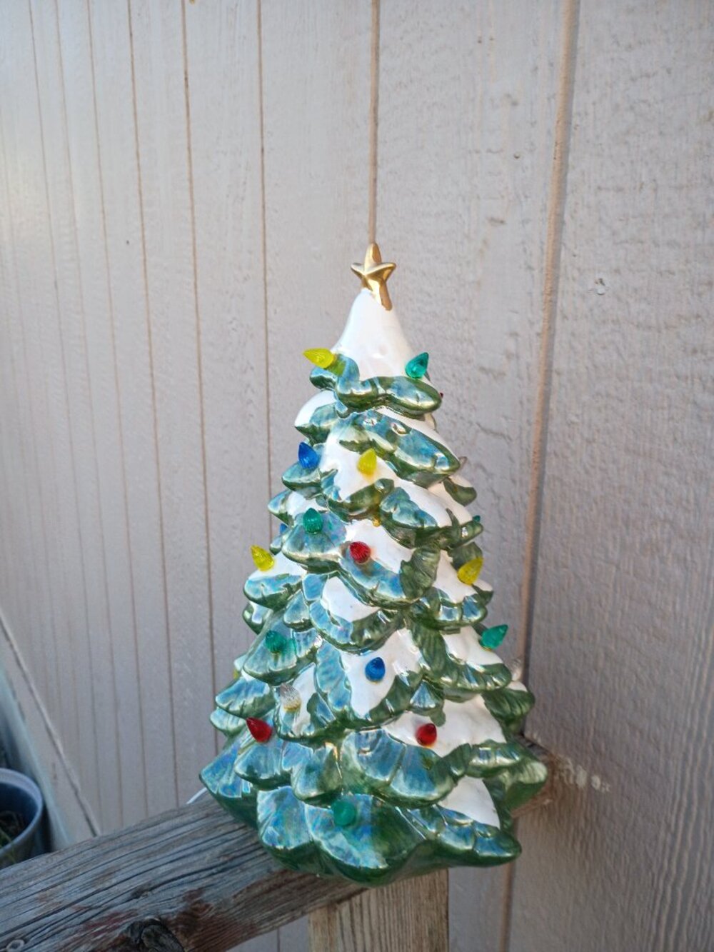 RESERVED   Christmas Tree Lamp — Multicolor Lights & Gold Star — Studio Mold - Picture 2 of 11